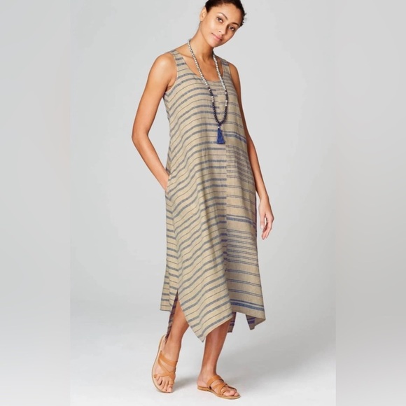 Purejill linen size small sleeveless 100% linen dress with pockets & side slits - Picture 1 of 16